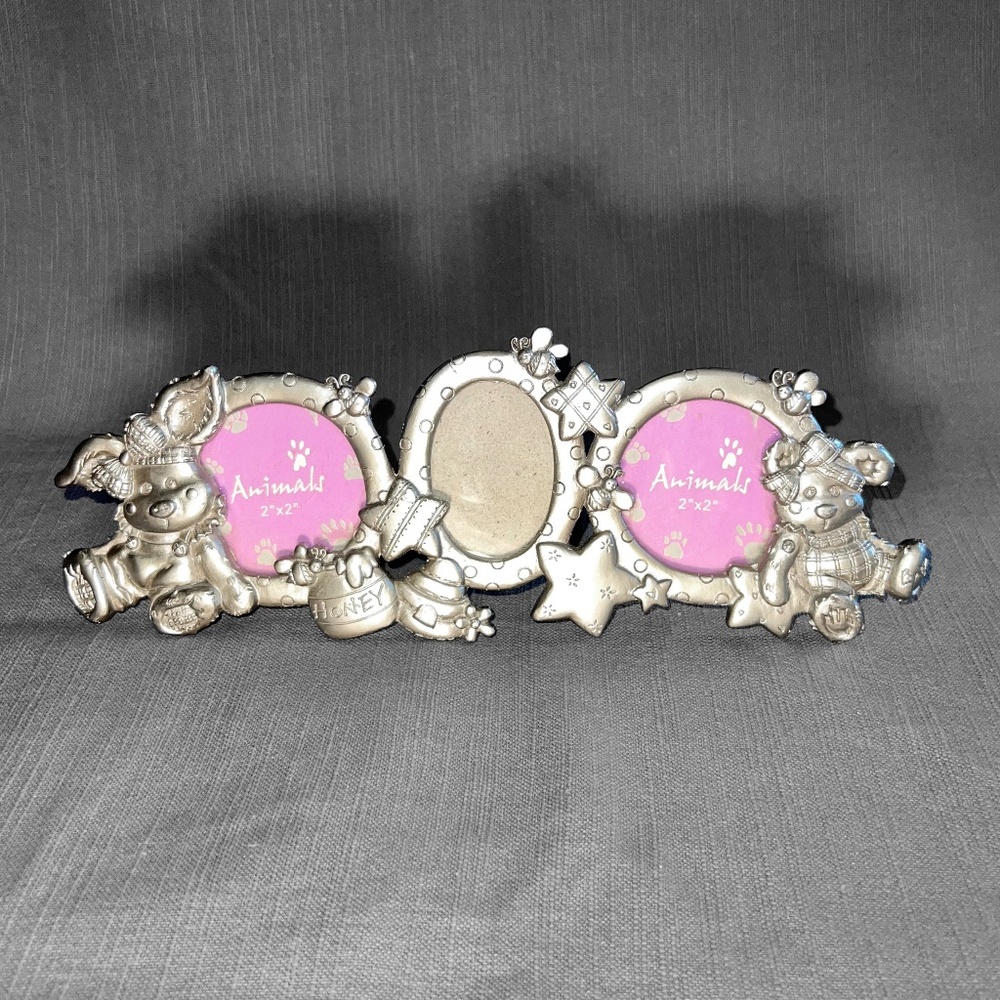 "Animals" 3 Photo Pewter Photo Frame